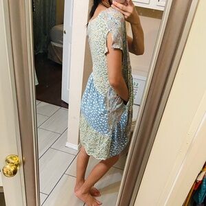 Umgee Oversized Midi Dress With Pockets Mismatched Print Size Small